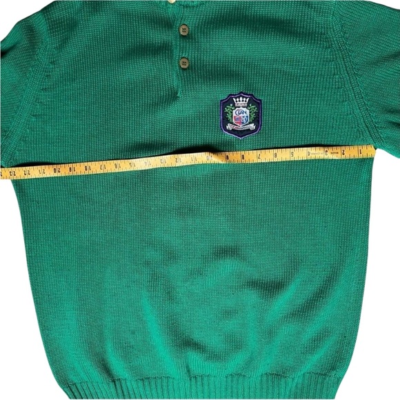 Grandpa Sweater Scotland Clan Royal Edinburgh 1/4 Button Mock Golf Green XL VTG - Picture 6 of 11